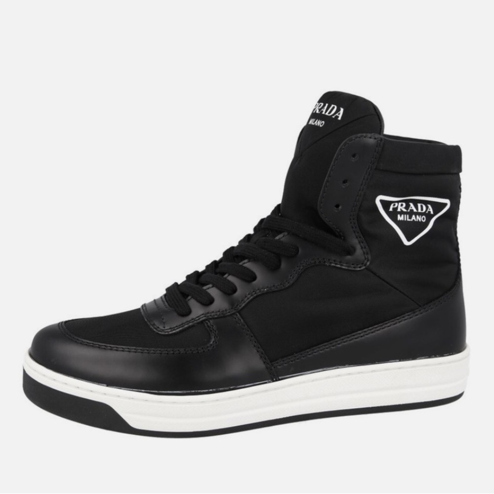 Prada Men's Black and White High-Top Sneakers size 36(6) - Picture 2 of 11